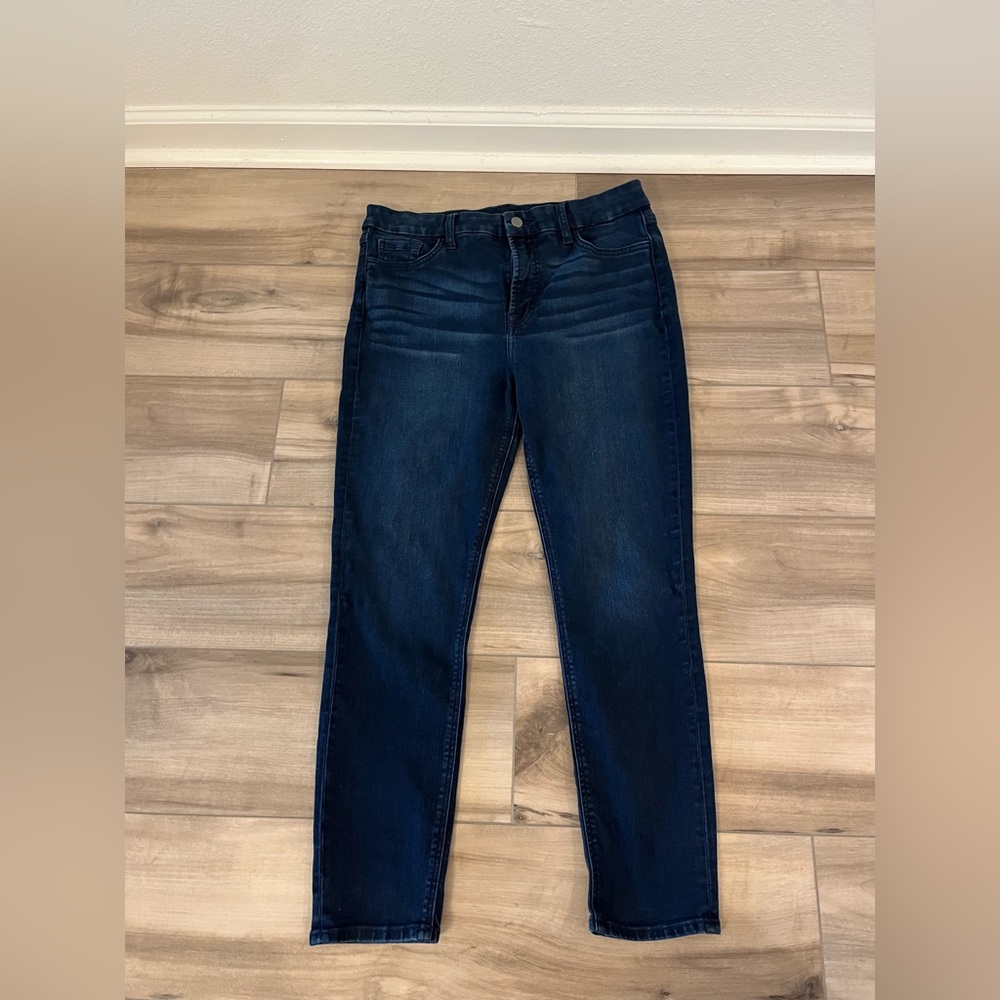 Jen7 by 7 For All Mankind Womens Size 10 Ankle Skinny Jeans Dark Blue Mid Rise